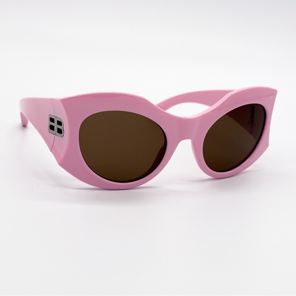 NEW BALENCIAGA BB0256S 004 PINK BROWN ROUND WOMEN SUNGLASSES BALENCIAGA - Picture 1 of 10
